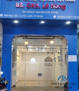 Cửa kính cường lực 2 cánh lùa trượt - Mẫu 1