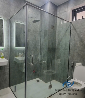 Vách ngăn phòng tắm cửa mở bản lề - Mẫu 02